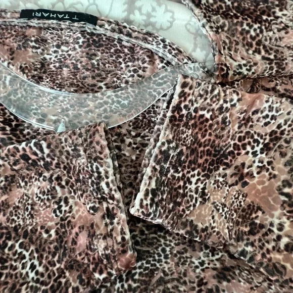 T Tahari Brown Mauve Print Dress Size Medium - Picture 9 of 11